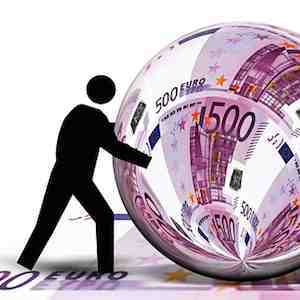 Figure pushing Euro Figure pushing Euro