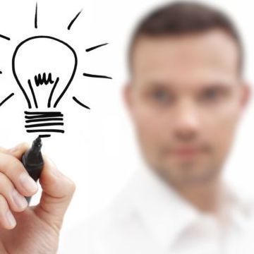 Man with lightbulb Man with lightbulb