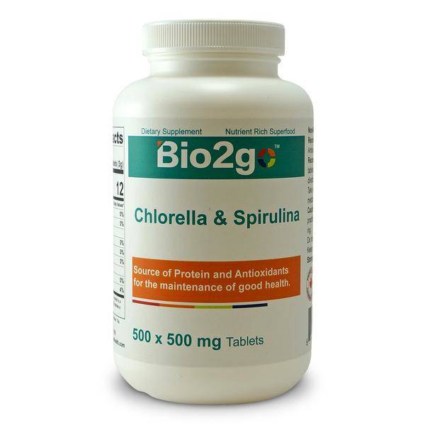 Bio2go™ Chlorella and Spirulina Tablet (500 Tablets) | Bio2go Health