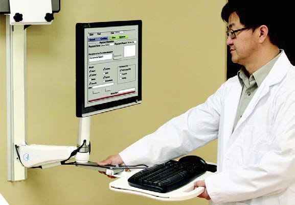 Medical monitor support arm / wall-mounted / with keyboard arm Falcon Combo Amico Corporation