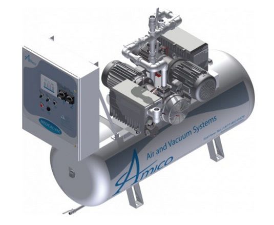 Medical vacuum system / rotary vane / lubricated CSA Duplex RVL Horizontal Amico Corporation