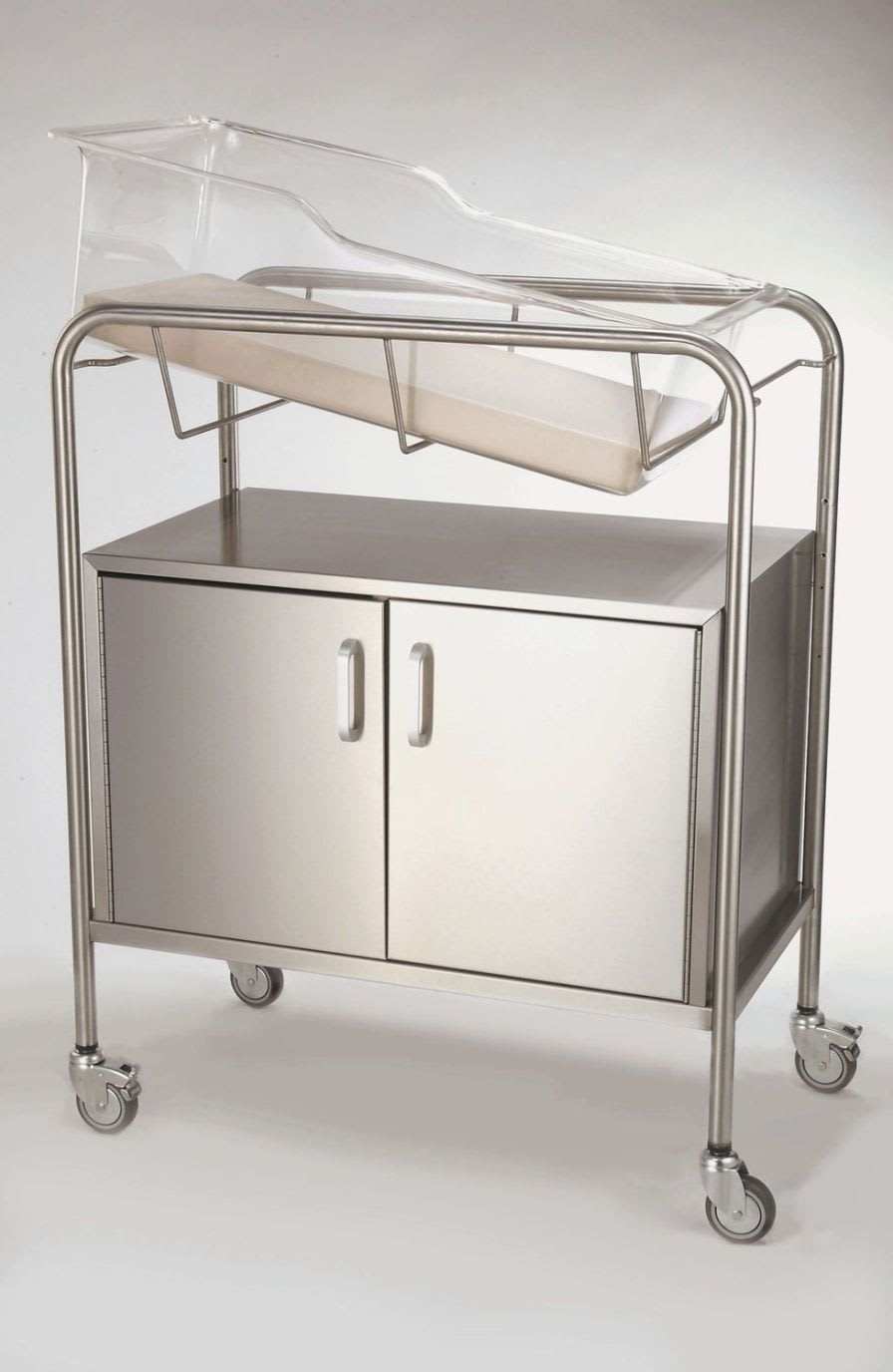 Stainless steel hospital baby bassinet / transparent Connor Amico Corporation
