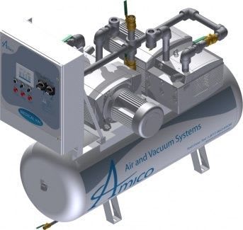 Medical vacuum system / rotary vane / oil-free NFPA Duplex RVD Horizontal Amico Corporation