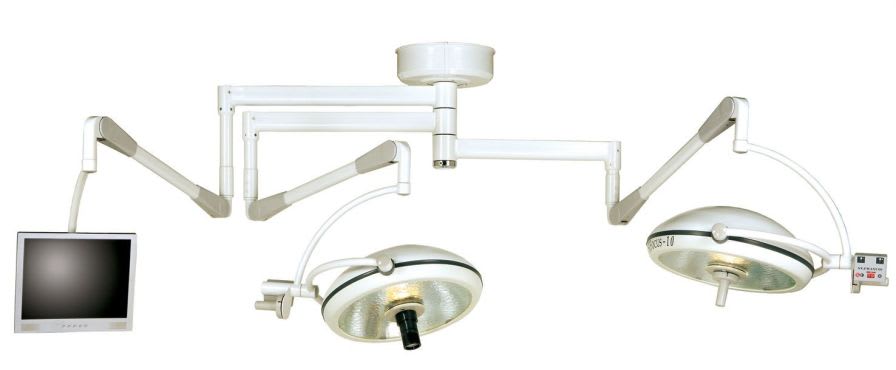 Halogen surgical light / with video camera / with video monitor / ceiling-mounted STFOCUS-10DCM St. Francis Medical Equipment