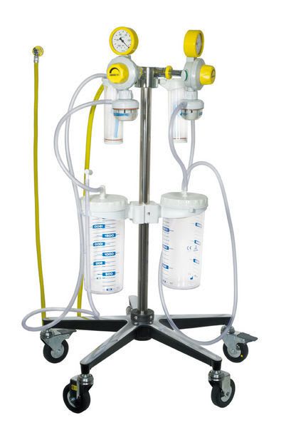 Surgical suction pump / on casters / vacuum-powered Flow-Meter