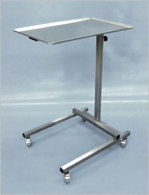 Height-adjustable instrument table / on casters / stainless steel / 1-tray 400 000-3 Hedo Medizintechnik