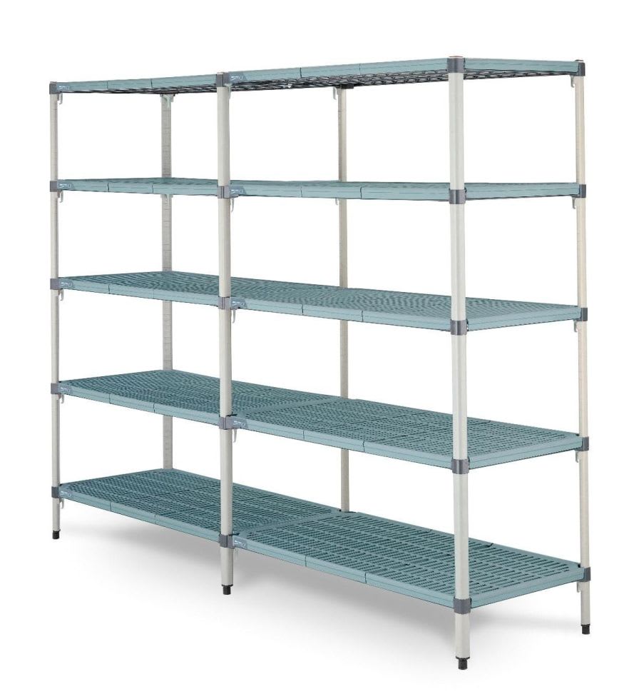 Stainless steel shelving unit / 4-shelf Sclessin Productions