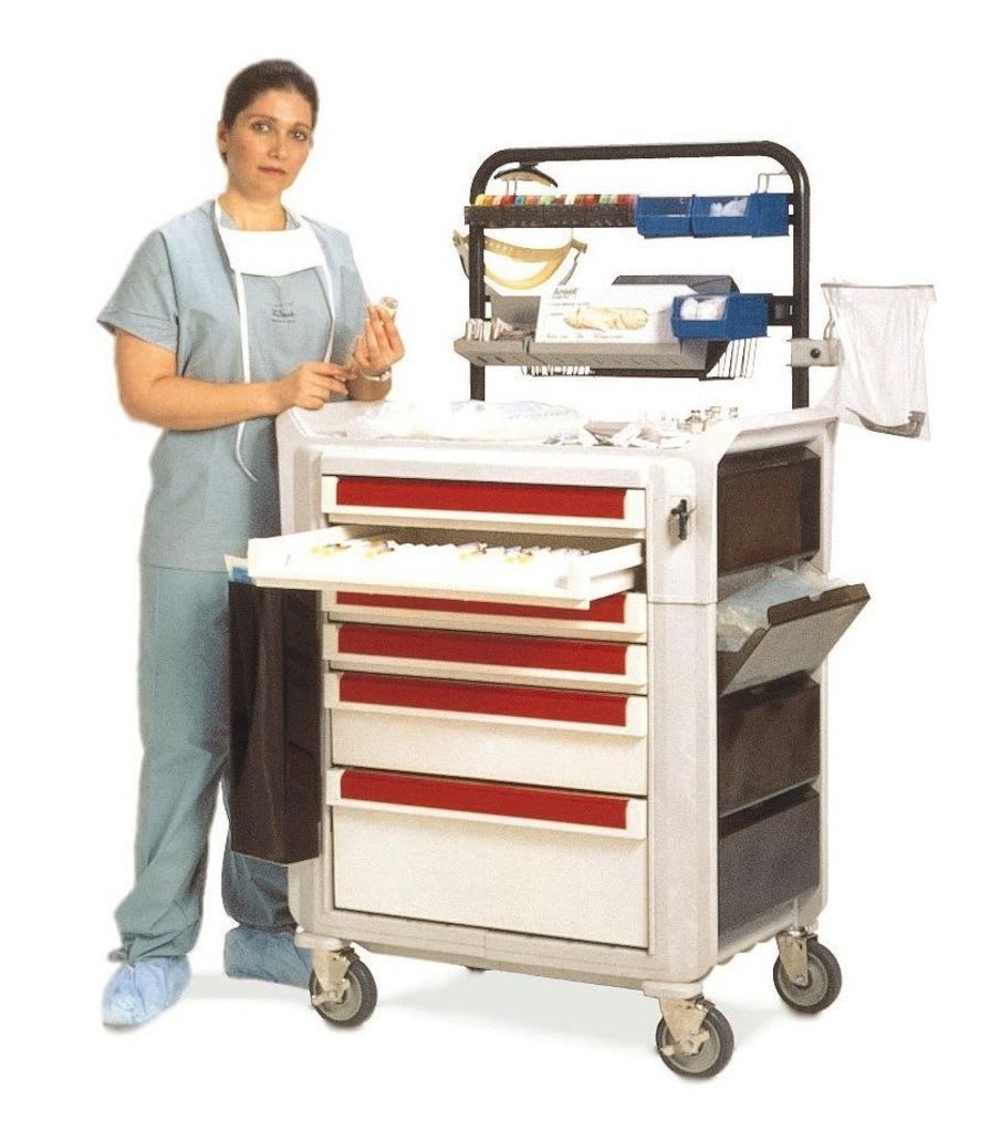 Anesthesia trolley / with shelf unit / with side bin METROFLEX Sclessin Productions