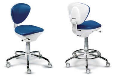 Dental stool / on casters / height-adjustable / with backrest SYNCRO T5 Dentalmatic