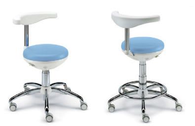 Dental stool / height-adjustable / on casters / with backrest ASSIST Dentalmatic