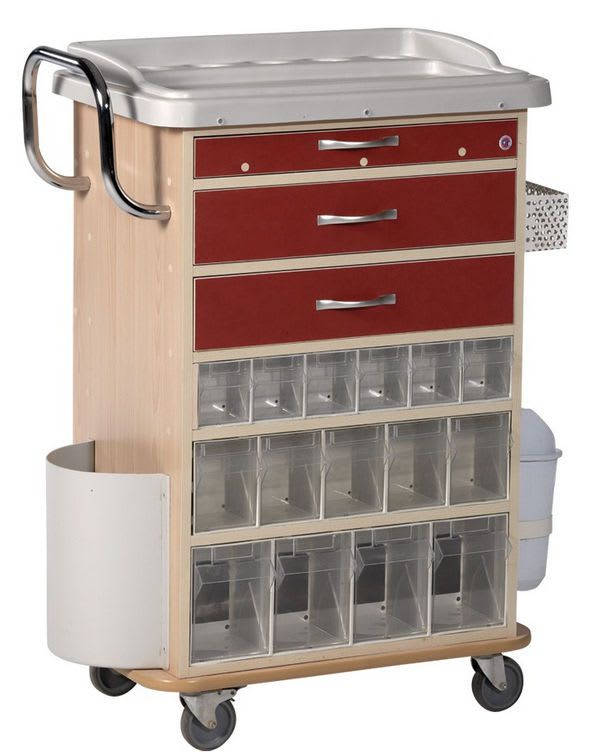 Medicine distribution trolley / 15 to 24 container DT-1258 Demirtas Medikal