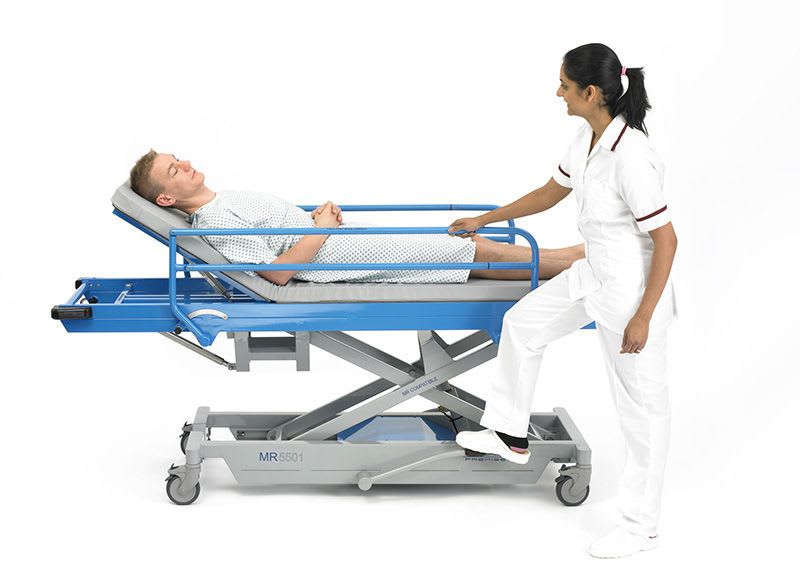 Transport stretcher trolley / height-adjustable / non-magnetic / mechanical MR5501 Wardray Premise