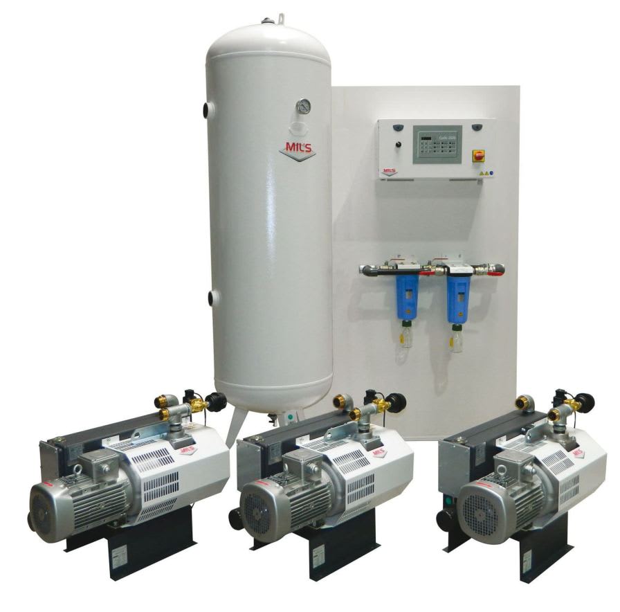 Medical vacuum system / rotary vane / lubricated HOSPIVAC® G MODULAR MIL'S