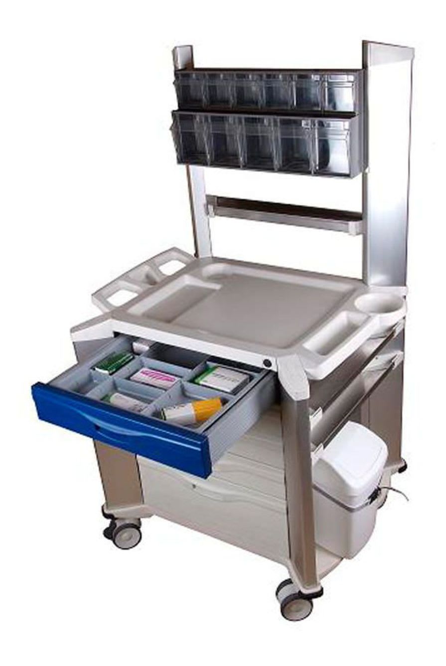 Anesthesia trolley / with shelf unit / with side bin LABORIAL SOLUÇÕES PARA LABORATÓRIO, S.A.