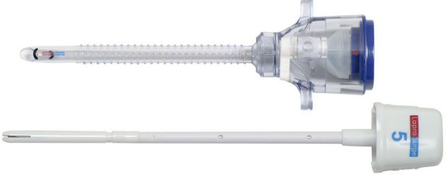 Laparoscopic trocar / with insufflation tap / with obturator / shielded blade 5 mm x 100 mm | EC5SLT LaproSurge