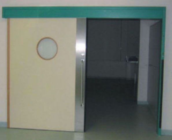 Laboratory door / hospital / sliding / hermetic EMV