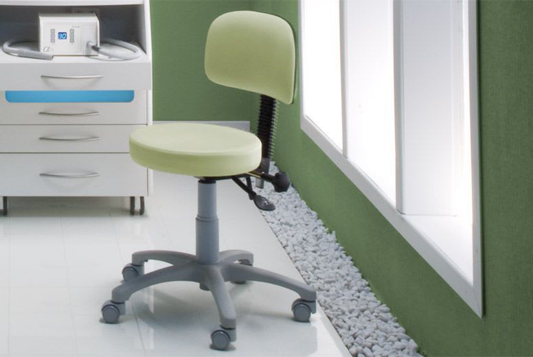 Medical stool / on casters / height-adjustable / with backrest Round Gharieni