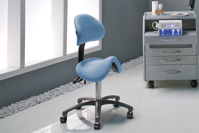 Medical stool / height-adjustable / on casters / saddle seat Small Gharieni
