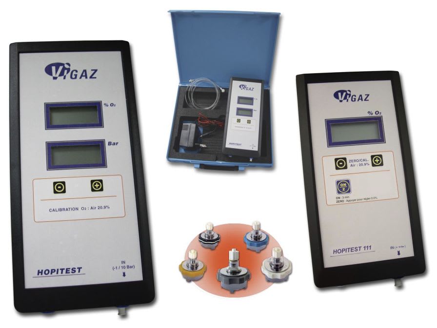 Medical gas outlet analyzer with oxygen manometer 0.0 - 100% O2, -1.0 ... 10 Bar | HOPITEST 111-121 VIGAZ