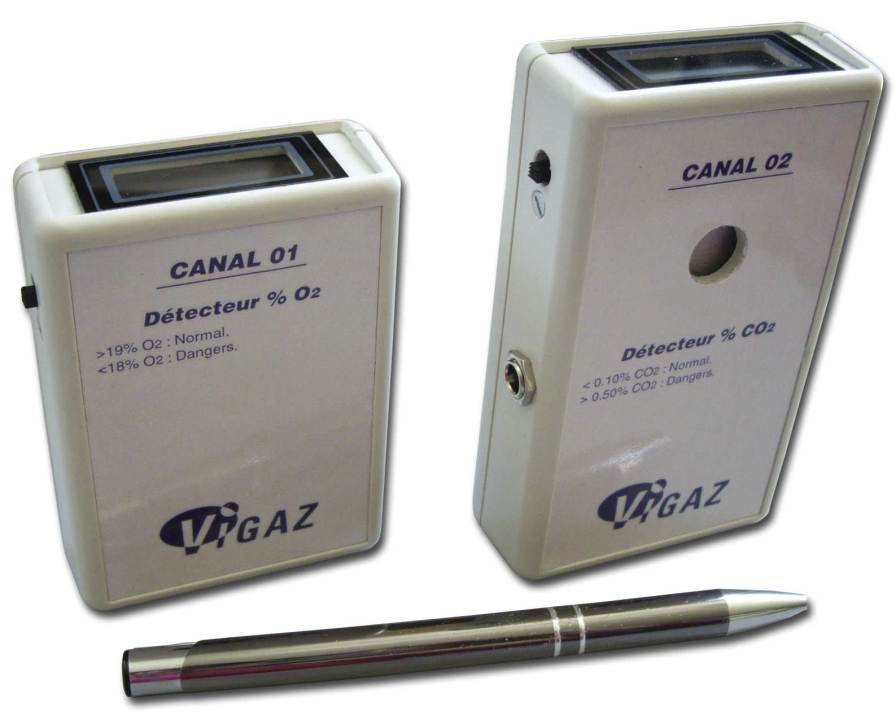 Atmosphere oxygen and carbon dioxide analyzer 0 - 100% O2, 0.01 - 1.00% CO2 | CANAL01-02 VIGAZ