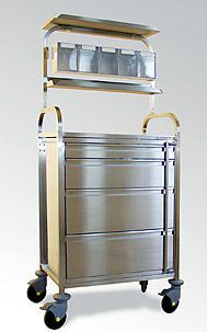 Anesthesia trolley / with shelf unit / stainless steel EVP528 Agencinox