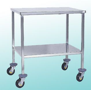 Instrument table / on casters / stainless steel / 2-tray Agencinox