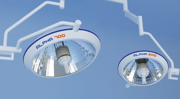 Halogen surgical light / with control panel / ceiling-mounted / 1-arm ALPHA Wuxi Comfort Medical Equipment