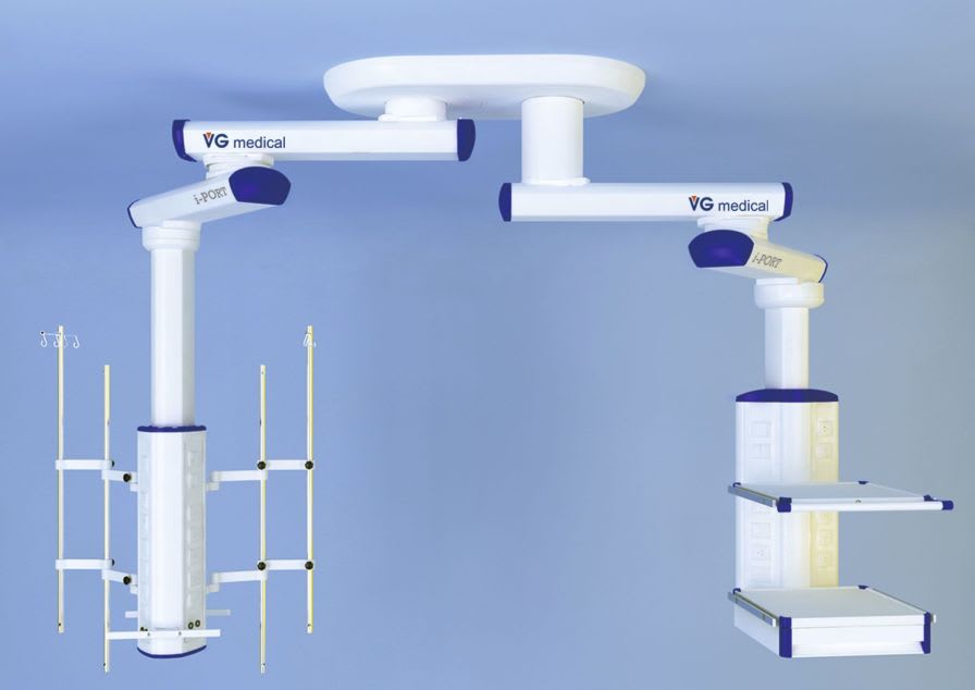 Ceiling-mounted double medical pendant / articulated / with column twin-tower Wuxi Comfort Medical Equipment
