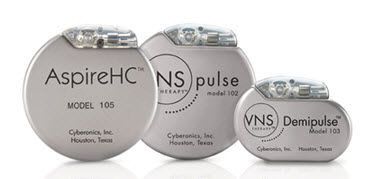 Implantable neurostimulator / for vagus nerve stimulation 103, 104 Cyberonics