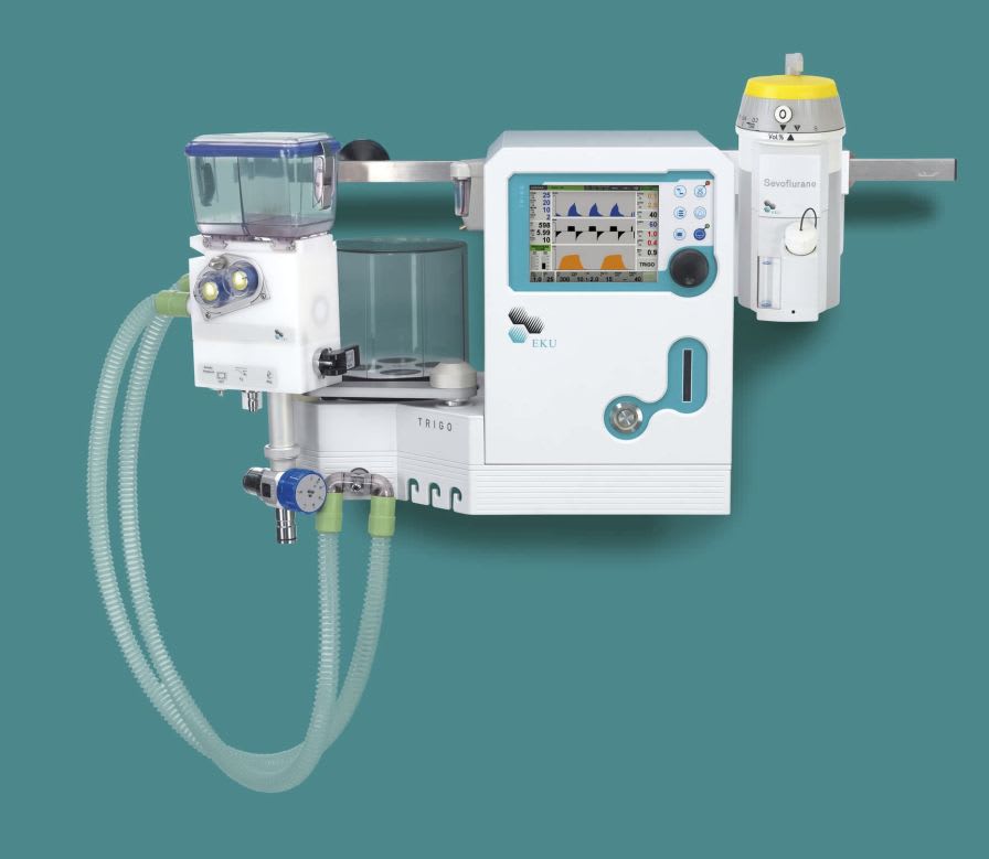 Anesthesia workstation with electronic gas mixer TRIGO EKU Elektronik