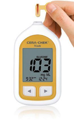 Blood glucose meter 10 - 900 mg/dl | CERA-CHECK™ 1Code CERAGEM Medisys