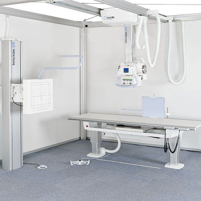 Radiography system (X-ray radiology) / digital / for multipurpose radiography / with ceiling-suspended telescopic tube-stand Intuition DR Delft DI
