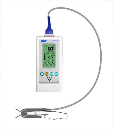 Handheld pulse oximeter / with separate sensor OXYPLUS 128 Clarity Medical