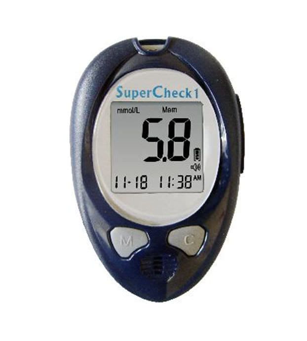 Blood glucose meter with speaking mode 20 - 600 mg/dl | Supercheck 6267, Supercheck 6268 Biotest Medical Corporation