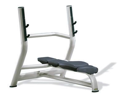 Weight training bench (weight training) / traditional / flat / with barbell rack Selection MED Technogym