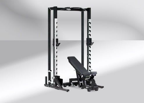 Weight training bench (weight training) / traditional / inclined / with power rack Olympic Half Rack Technogym