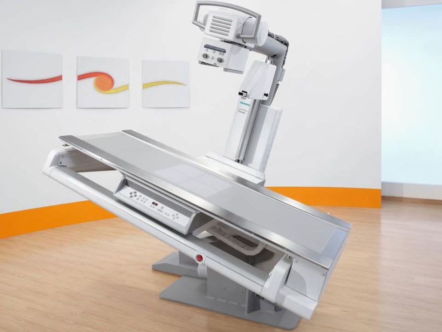 Radiography system (X-ray radiology) / fluoroscopy system / for diagnostic fluoroscopy / with remote-controlled tilting table Luminos Fusion Siemens Healthcare