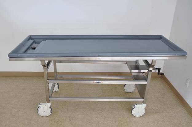 Autopsy cart / reclining / stainless steel / height-adjustable DB600 Mopec