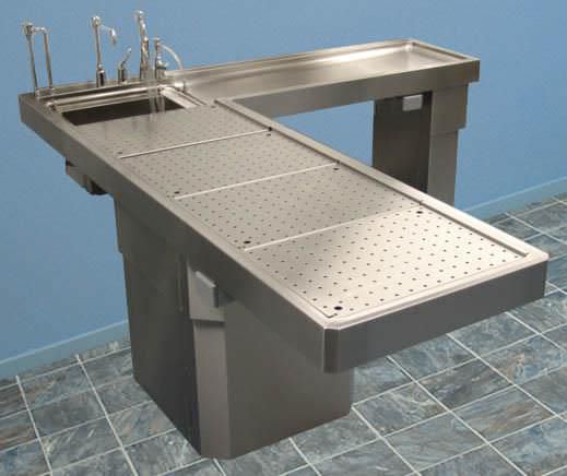 Autopsy table / L-shaped / with sink CE600 Mopec