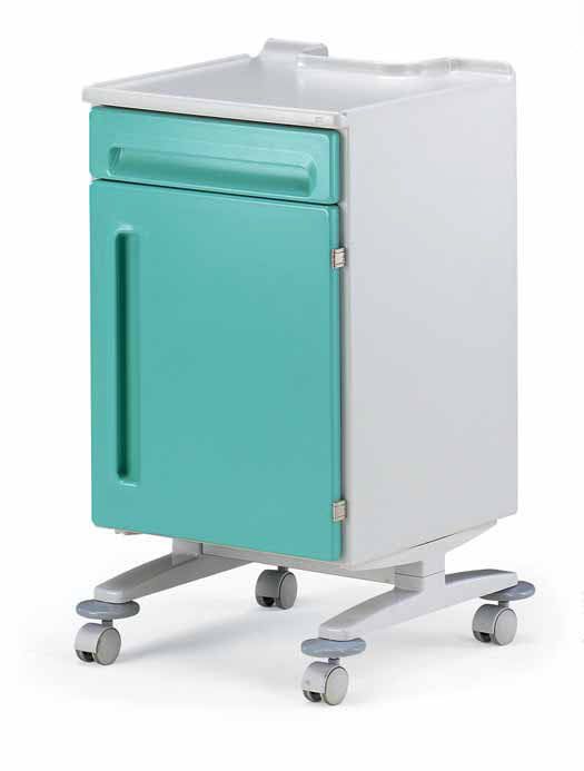 Bedside table with over-bed tray / on casters EUROFUTURA Favero Health Projects