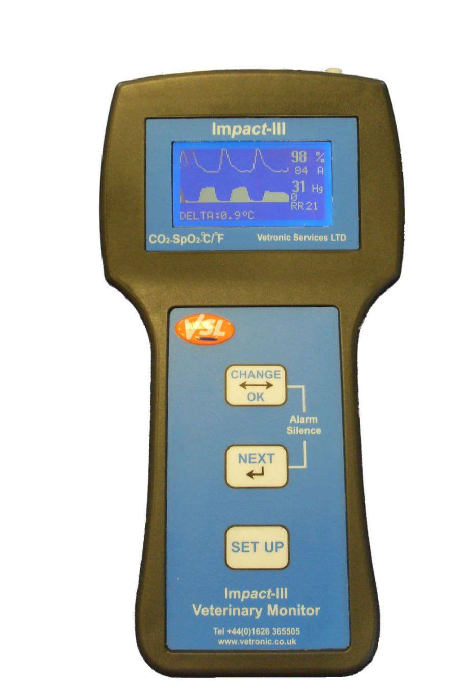 Temperature patient monitor / end-tidal CO2 / SpO2 / portable IMPACT III Vetronic Services