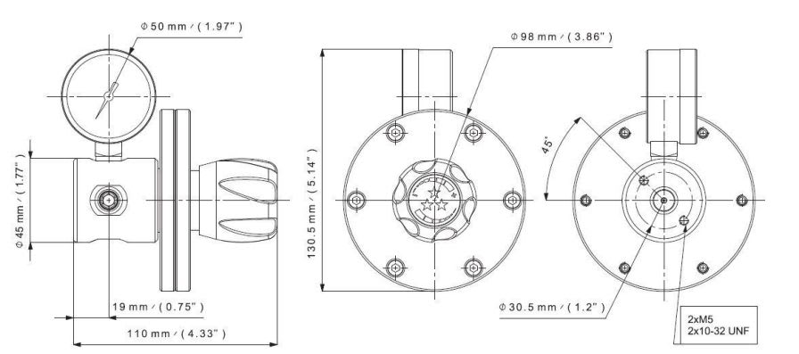 Gas pressure regulator / low-pressure / laboratory 50 bar, 0.5 Nm3/h | S 20-0.1 series CEODEUX MEDITEC