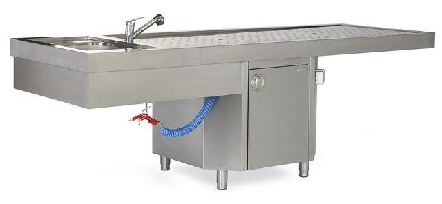 Autopsy table / with sink MOT 2010 MIXTA STAINLESS STEEL HOSPITAL EQUIPMENTS
