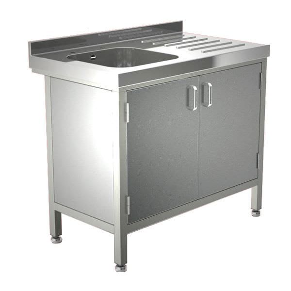 Stainless steel sink / with drainboard / furniture-mounted / 1-station W/SSE20601R/CUP TEKNOMEK
