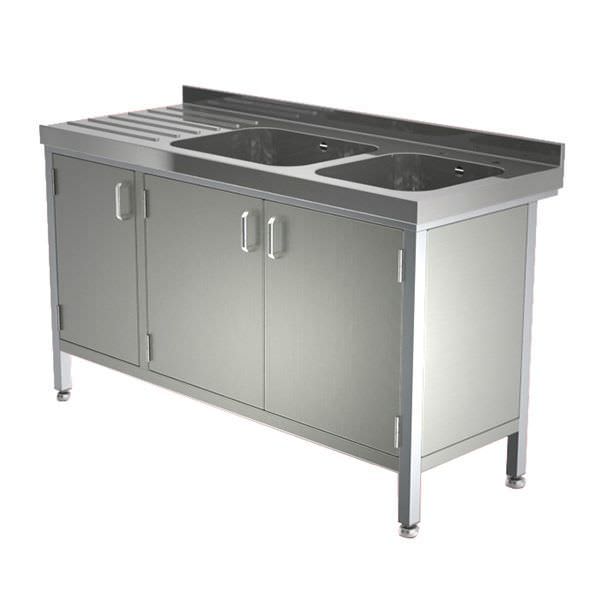Stainless steel sink / with drainboard / furniture-mounted / 2-station W/SSE20628D/CUP TEKNOMEK