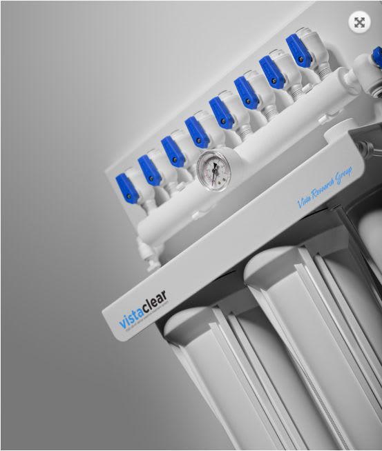 Dental unit water treatment system VistaClear Pelton & Crane