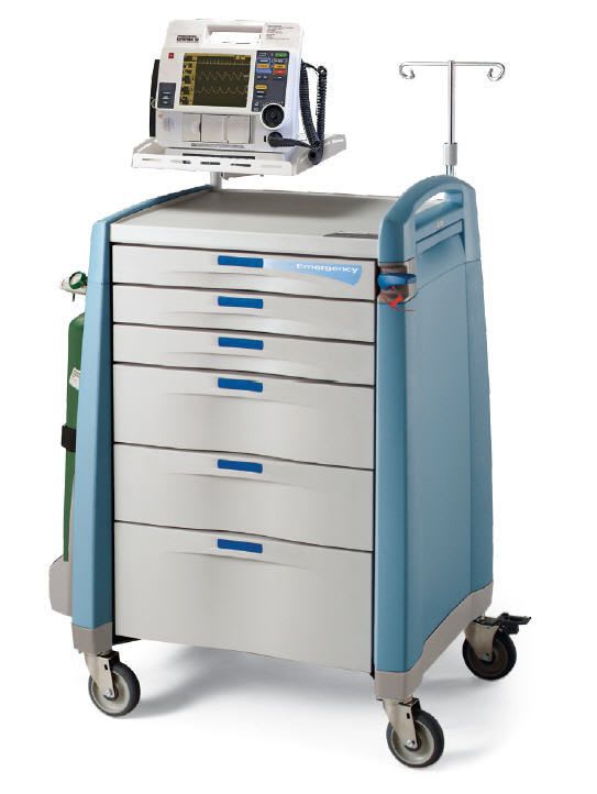 Emergency trolley / with defibrillator shelf / with IV pole Capsa Solutions