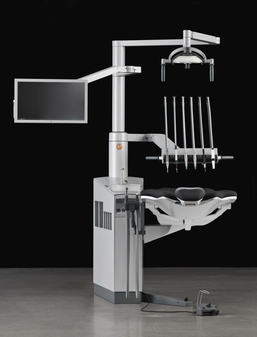 Dental treatment unit with delivery system / with monitor / with lamp / compact XO 4-6 XO CARE