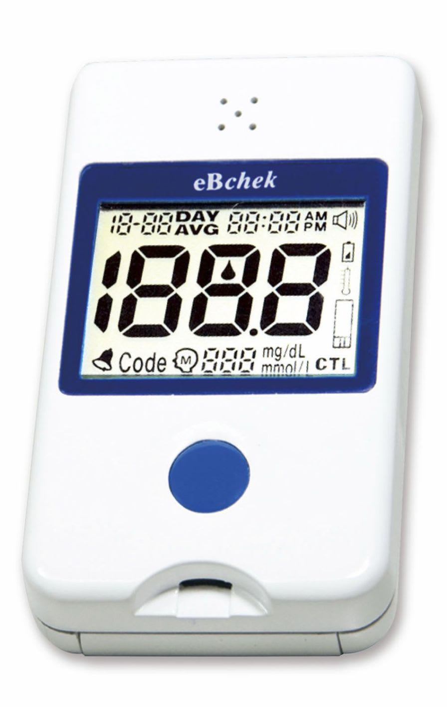 Blood glucose meter with speaking mode 20 - 600 mg/dL | eBchek Visgeneer Inc.
