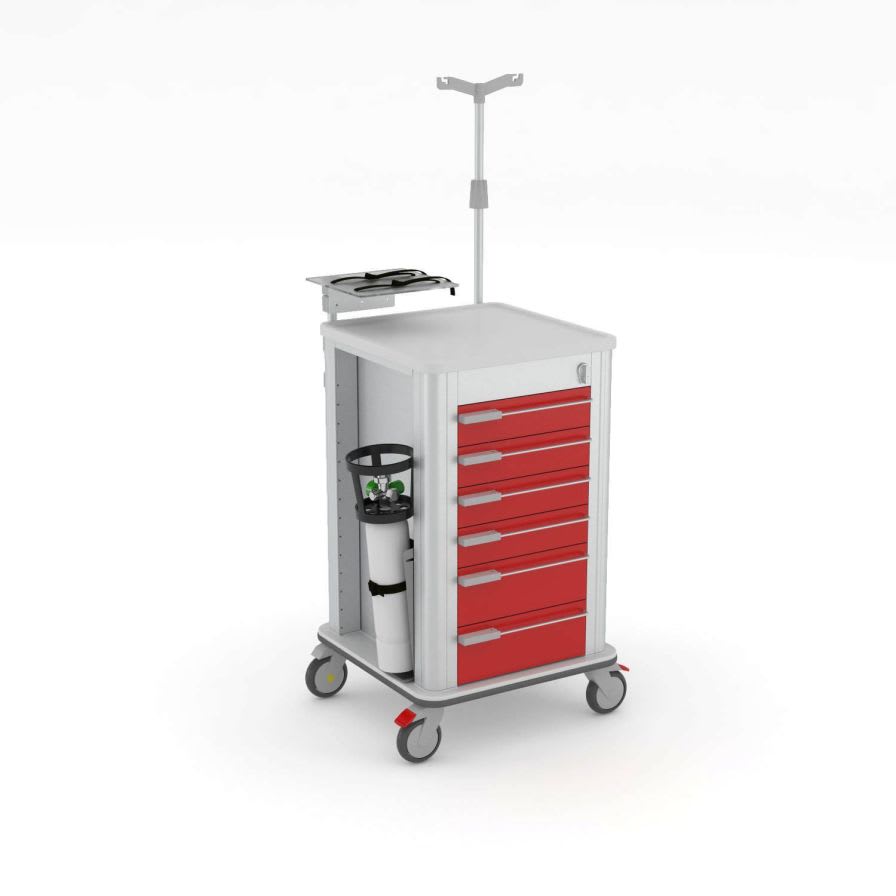 Emergency trolley / with defibrillator shelf / with IV pole / with oxygen cylinder holder PLM400EMA Wegg Srl